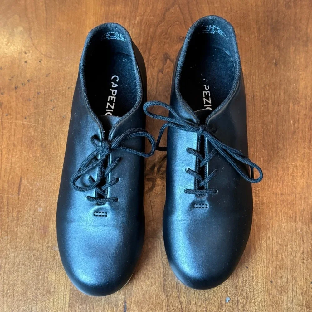 Capezio Fluid Tap Shoes Kids Size 8W Black Excellent‎ Tele Tone Taps E25